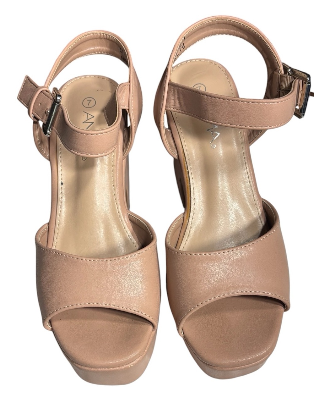 Anna 7 Nude Stacie Women’s Chunky Platform Sandals Beige Tan Pink - Picture 7 of 12